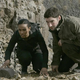 Freema Agyeman and Tom Ellis as Martha Jones and Thomas Milligan, overlooking a rocky outlook, in "The Last of the Time Lords"